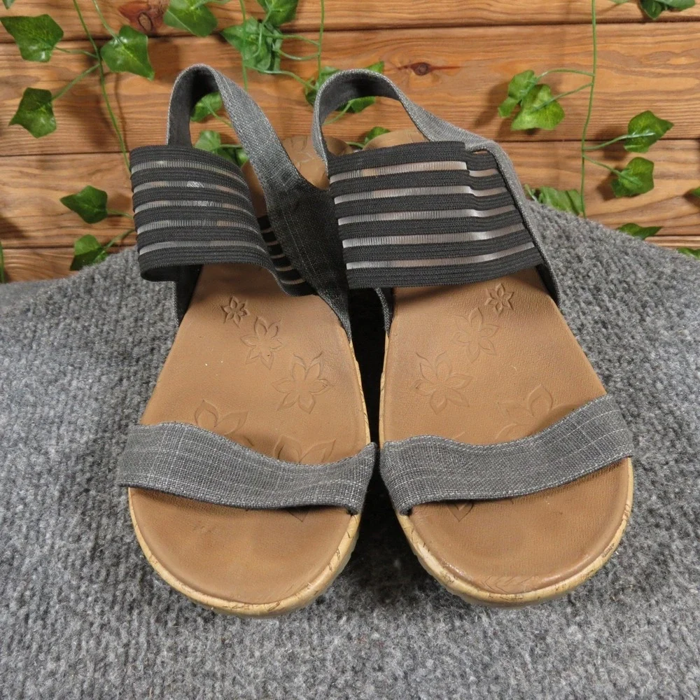 Skechers Cali Beverlee‎ Smitten Kitten Women's 7 Gray Fabric Wedge Sandals